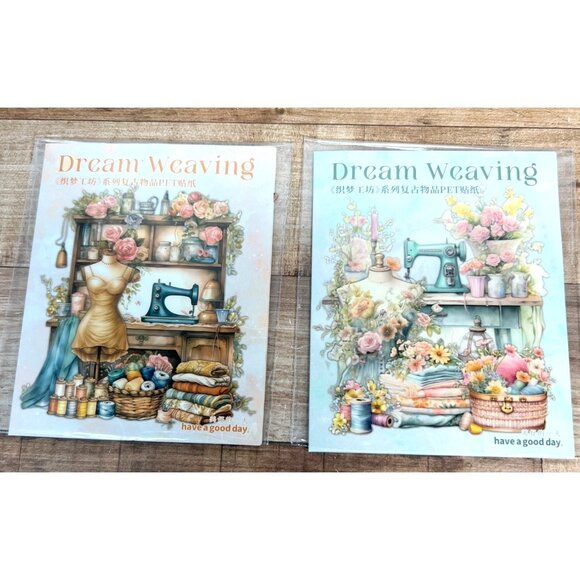 Dream Weaving  Sticker Pack With Vintage Sewing & Floral Scrapbook Ephemera - Picture 1 of 2